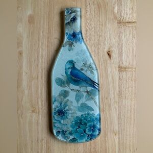 Beautiful Romance Bird Wine Bottle Shaped Glass Cheese Board